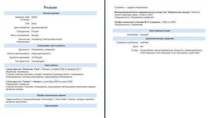 hairdresser resume sample