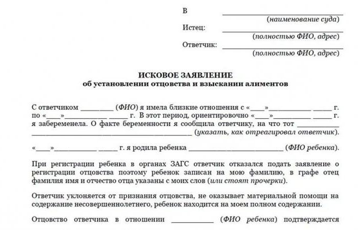 exemple d'application pour établir la paternité et percevoir la pension alimentaire