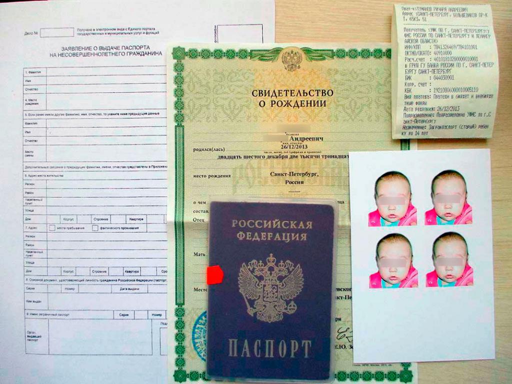 Paquet de documents pour un passeport pour enfants