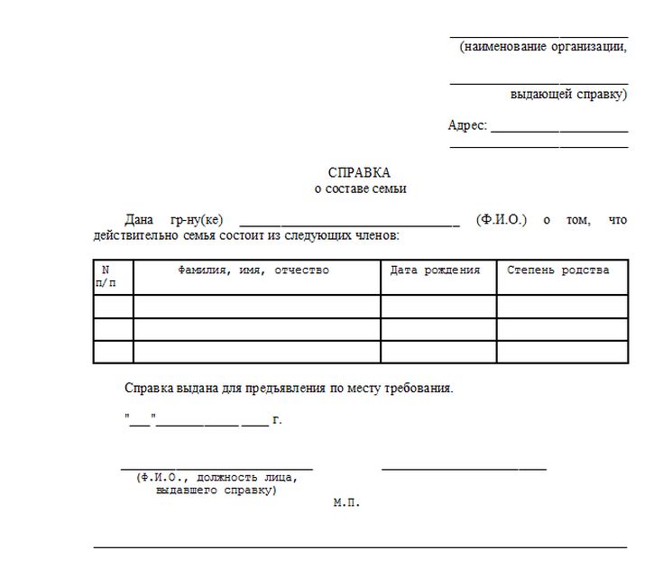 Certificat de composition familiale