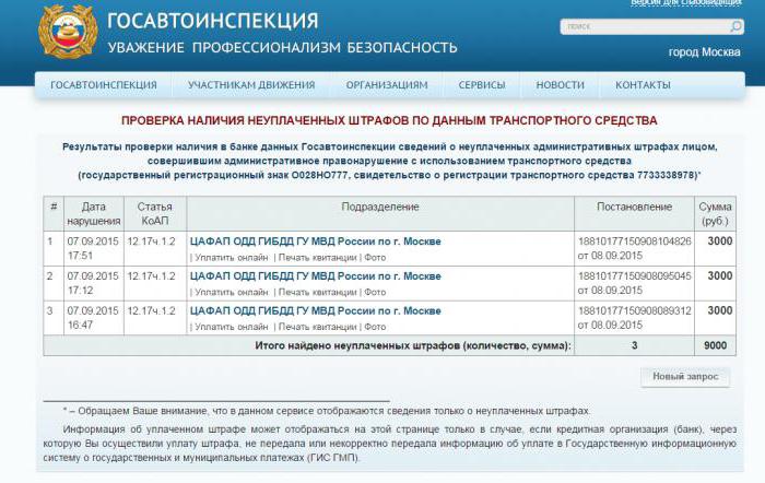 vérification des amendes