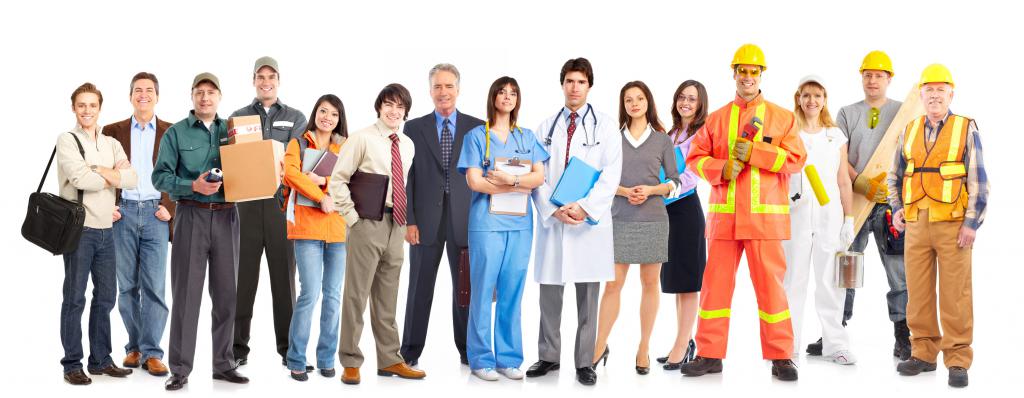 Travailleurs de diverses professions