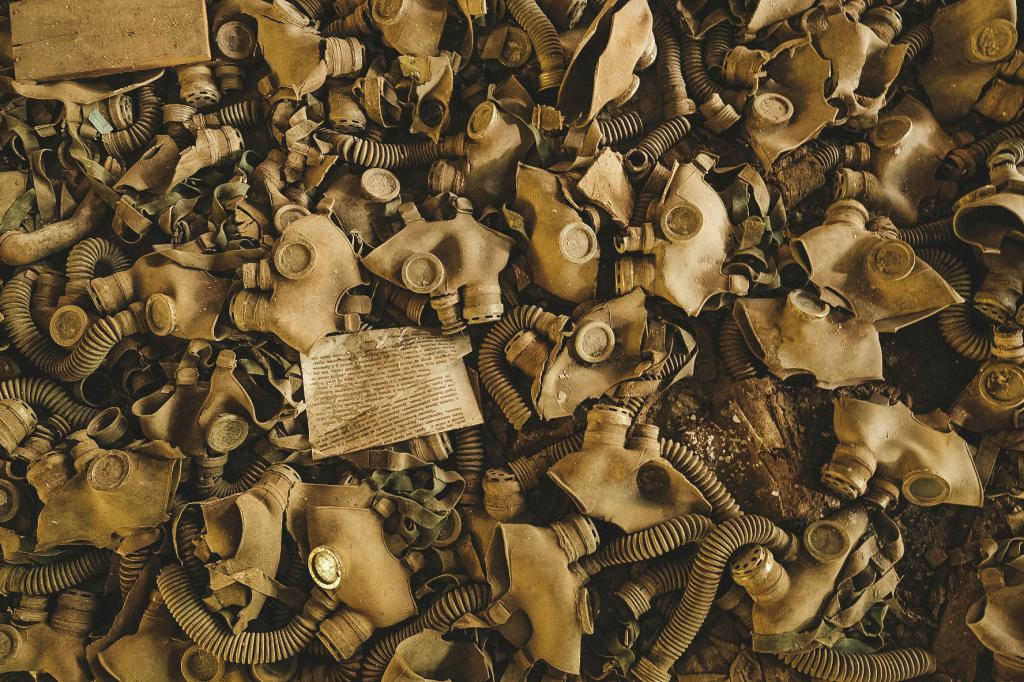 Un tas de masques à gaz